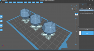 open software showing supports needed for the dice to print