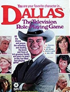 Cover of Dallas, the Television Roleplaying Game featuring photos of characters from the show.