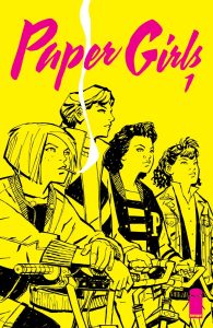 paper girls image of 4 girls yellow background