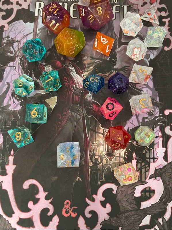 image of a collection of handmade dice in all sorts of colours