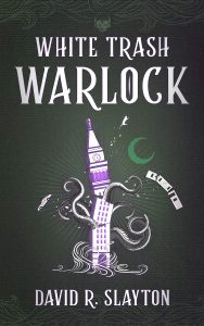 Cover of White Trash Warlock featuring an abstract tower falling apart