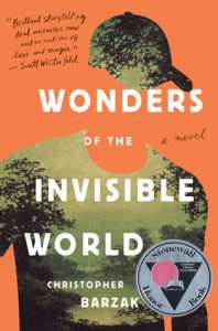 Cover of Wonders of the Invisible World, featuring an olive green silhouette on an orange background with the title in white lettering