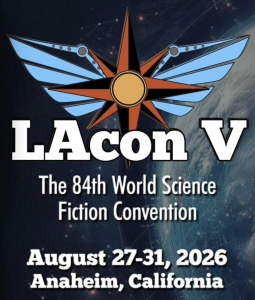 LAcon V logo and information. LAcon V will be held August 27-31, 2026 in Anaheim, California