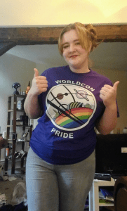 Annice wearing pride shirt