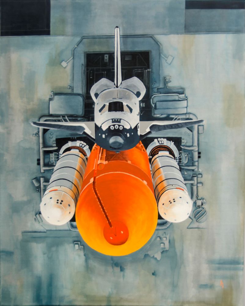 Shuttle on Crawler. Acrylic on canvas.